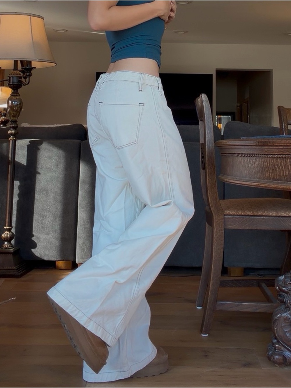 Frame Denim Wide-Leg Jeans in White